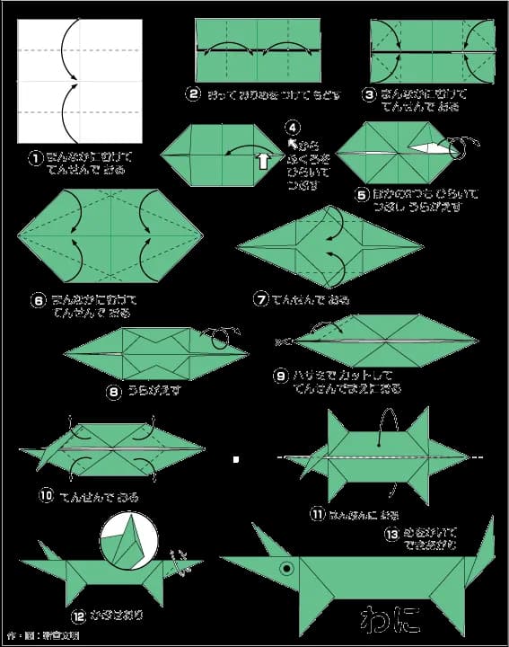 Hướng dẫn gấp Cá sấu - Gấp giấy Origami