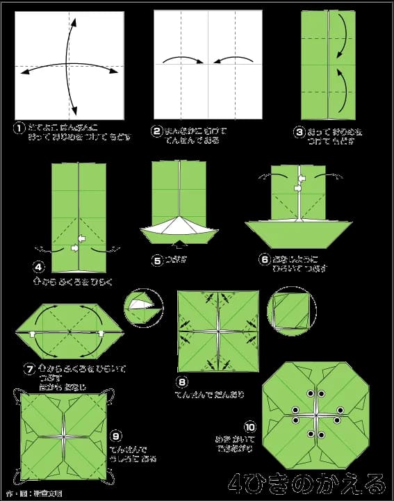 Hướng dẫn gấp 4 con ếch - gấp giấy Origami Nhật Bản - Gấp giấy Origami