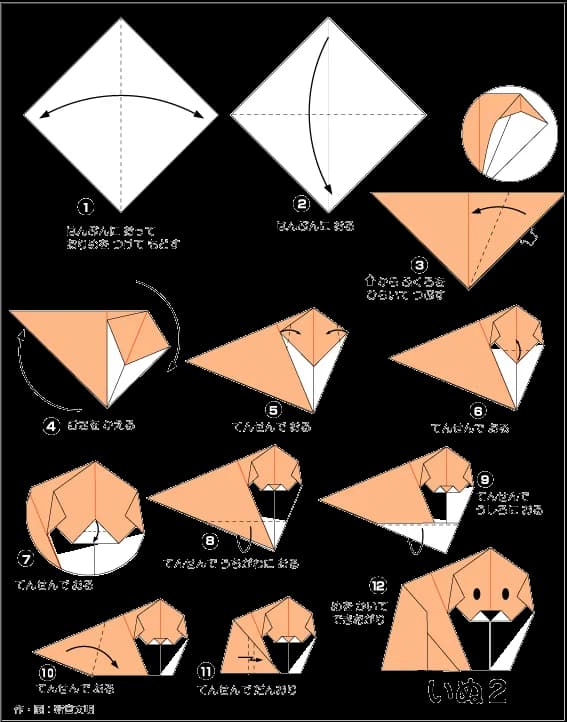Hướng dẫn gấp Chó 1 - Gấp giấy Origami