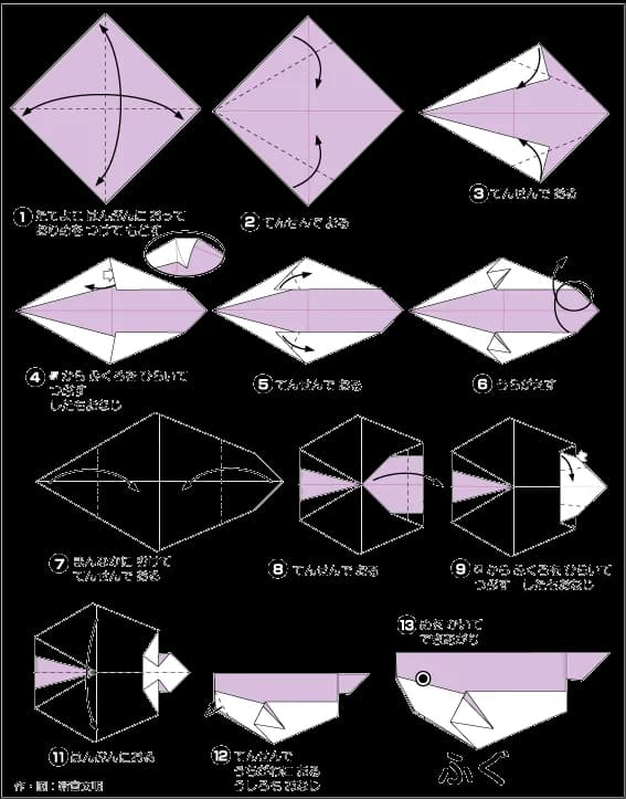 Hướng dẫn gấp Cá nóc - Gấp giấy Origami