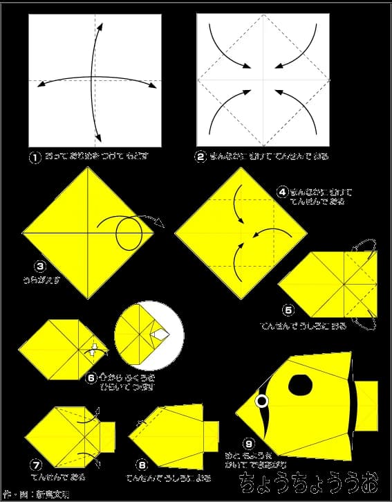 Hình ảnh hướng dẫn cách gấp giấy cá bướm - Gấp giấy Origami
