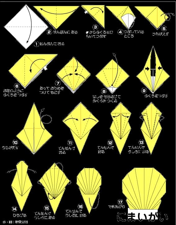 Hình ảnh hướng dẫn cách gấp con ngọc trai - Gấp giấy Origami