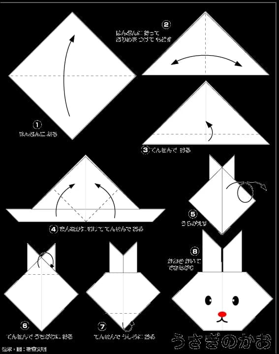 Hướng dẫn gấp Mặt con thỏ - Gấp giấy Origami