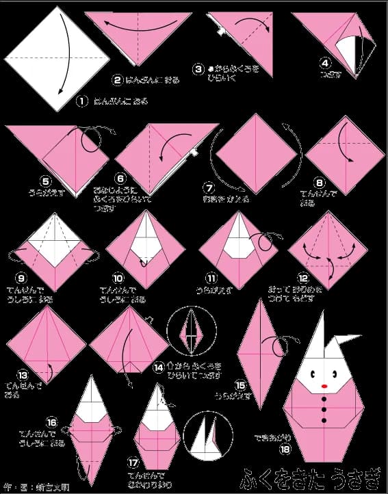 Hướng dẫn gấp Thỏ cầu nguyện - Gấp giấy Origami
