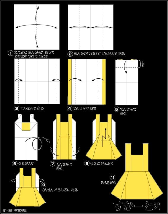 Hướng dẫn gấp Váy khoét nách - Gấp giấy Origami