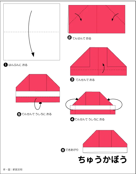 Hướng dẫn gấp Mũ nồi - Gấp giấy Origami diagram