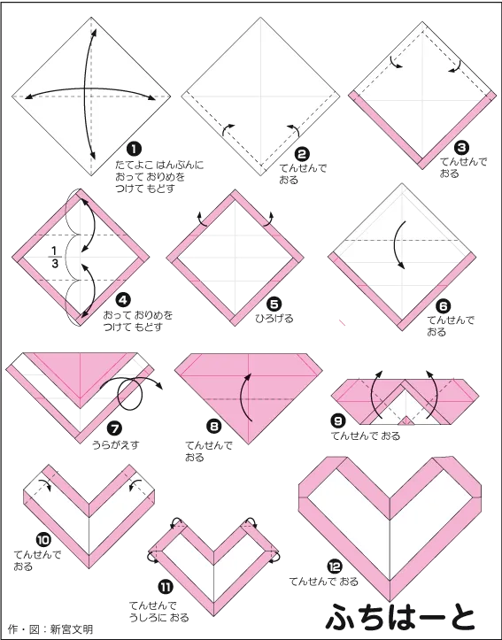 Hướng dẫn gấp Khung hình trái tim - Gấp giấy Origami diagram