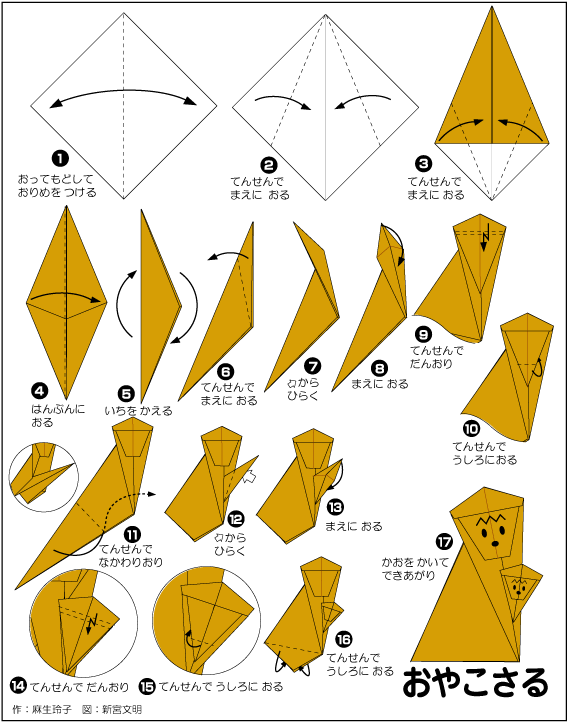 hình ảnh hướng dẫn cách gấp khỉ mẹ ôm con