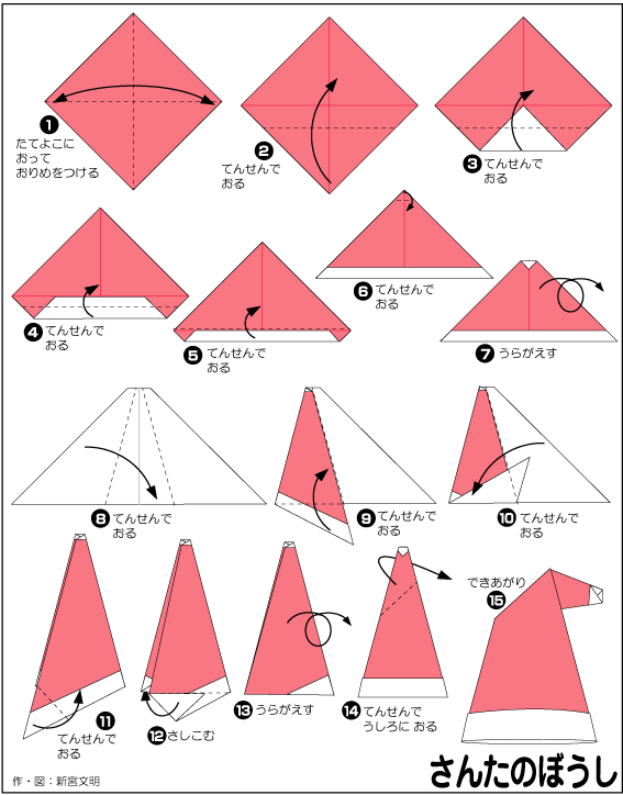 hình ảnh hướng dẫn cách gấp mũ ông già noel