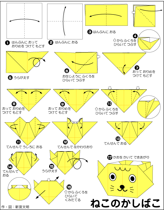 hình ảnh hướng dẫn cách gấp giấy hộp đựng kẹo hình chú mèo