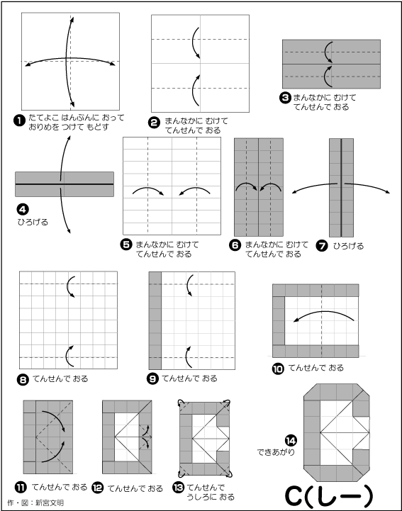 hình ảnh hướng dẫn cách gấp giấy chữ C kiểu 2