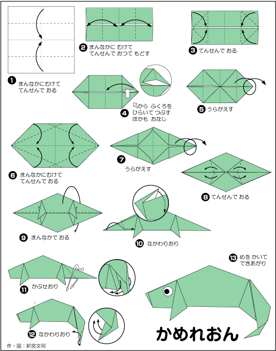 hình ảnh hướng dẫn cách gấp con kỳ nhông