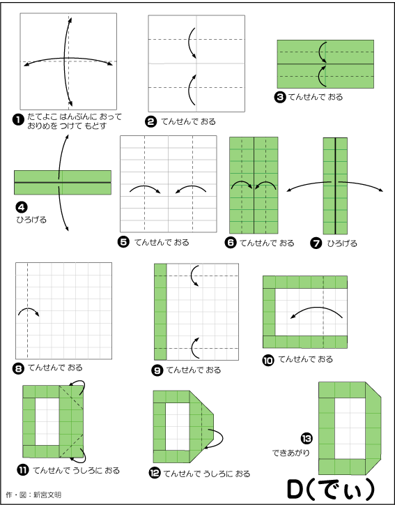 hình ảnh hướng dẫn cách gấp chữ D kiểu 2