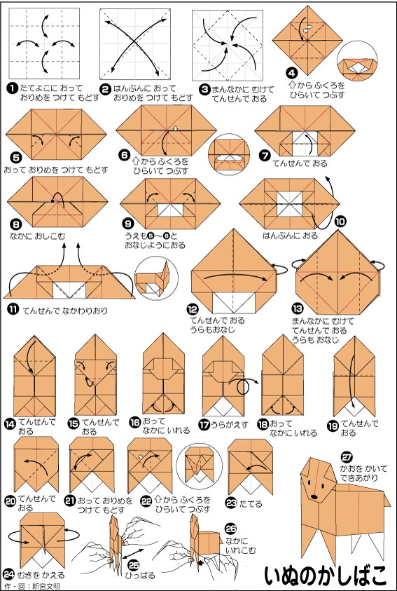 hình ảnh hướng dẫn cách gấp hộp đựng hình con chó