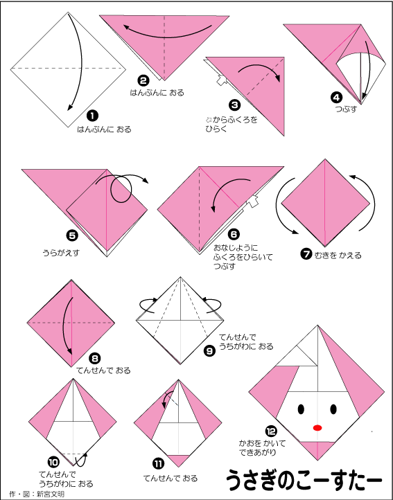 hình ảnh hướng dẫn cách gấp miếng lót cốc hình con thỏ
