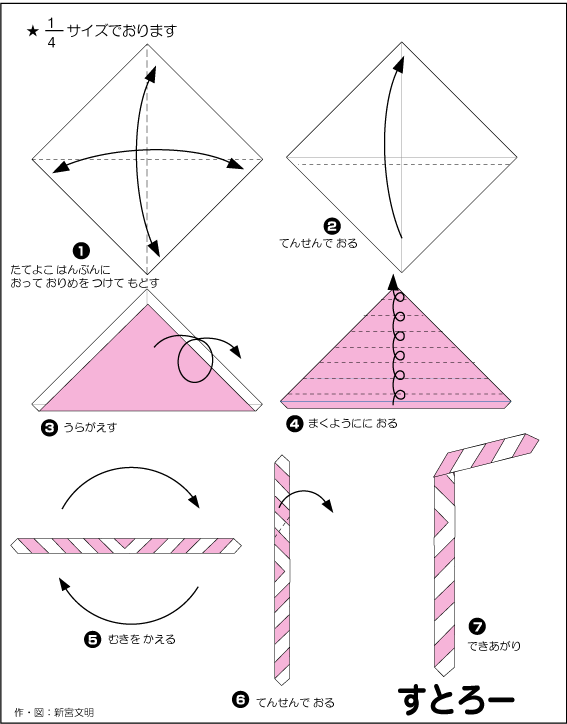 hình ảnh hướng dẫn cách gấp que hút nước