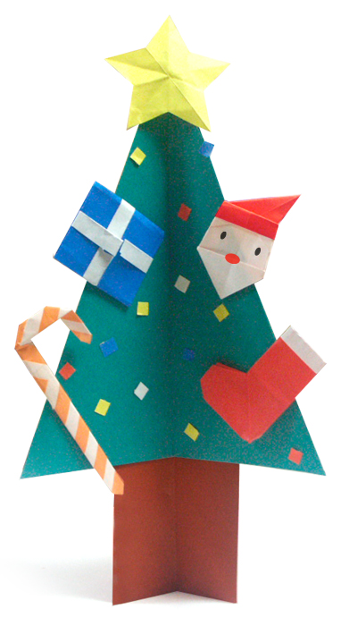 hướng dẫn cách gấp cây thông có trang trí quà